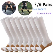 (3/6 Pairs) Compression Socks Knee High Copper Men Women 20-30mmHg USA STOCK
