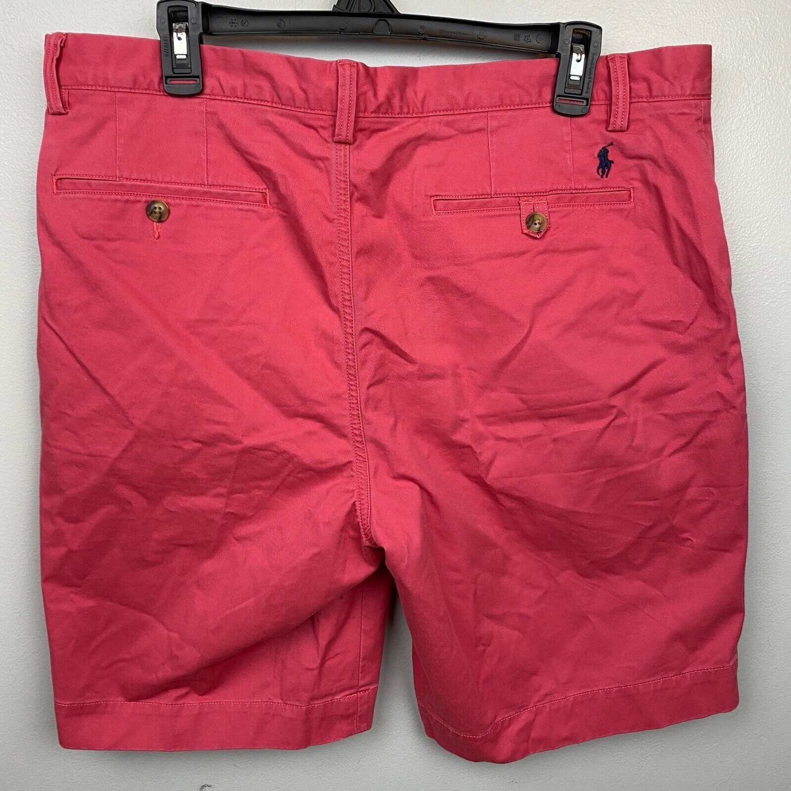 Polo Ralph Lauren Shorts Men 34 Red Khaki Chino Solid Stretch Classic Fit EUC thumbnail 3