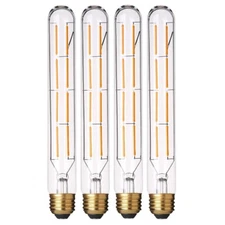 4Pack Dimmable T10 T30 LED Bulbs 2700K 8 Watt E26 550LM 8.9 in 700LM Warm White