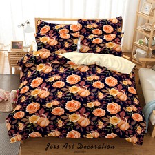 3D Rose Floral Leaves Pattern Quilt Cover Set Duvet Cover Bedding Pillowcases