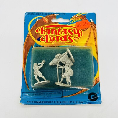 Grenadier Fantasy Lords 25 Amazon Command Group Vtg 1983 Metal Miniature D&D RPG