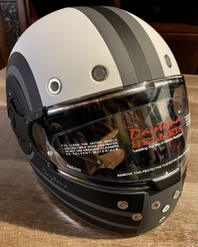 Daytona Helmets Dull Black Racer Retro Full Face Vintage Motorcycle Helmet XL