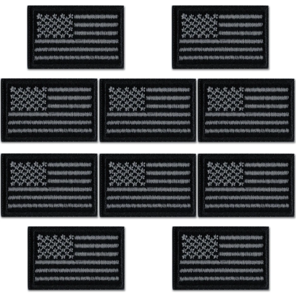 Flag Patches (10-Pack) USA Flag Embroidered Iron On Patch Applique - 1"  - Image 2 of 4