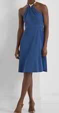 Lauren Ralph Lauren Women's Stretch Jersey Halter Dress Blue Prom Wedding.