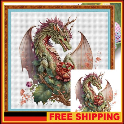 Full Embroidery Eco-cotton Thread 18CT Printed Dragon Cross Stitch Kit Artwork