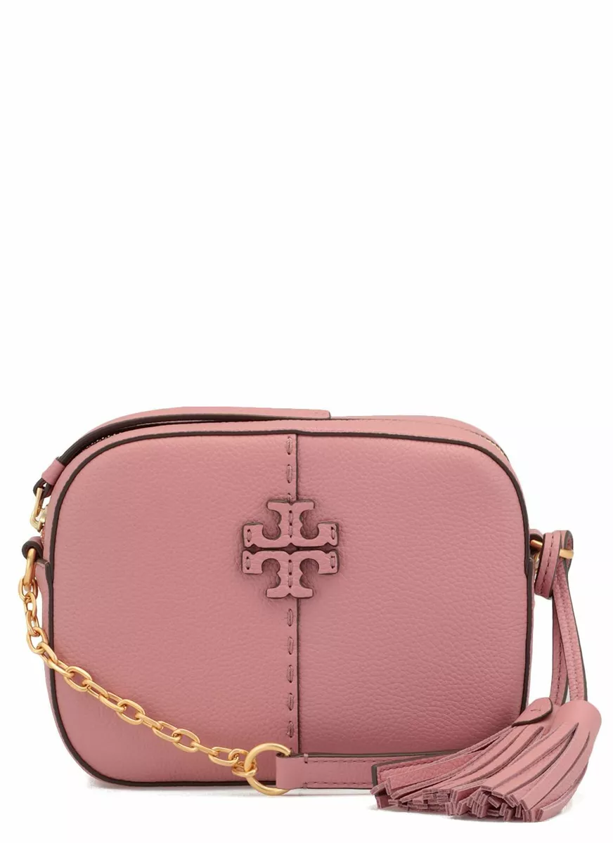 Tory Burch McGraw Pebbled Leather Camera Bag in Pink Magnolia