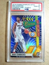 2019-20 Ben Simmons Donruss Optic Express Lane Purple Prizm PSA GEM MT 10 🔥🔥🔥
