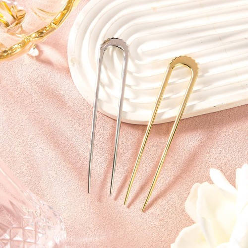 2pcs French Hair Pins U Shaped Hair Sticks Metal Hairpin Elegant Updo Chignon... - Picture 6 of 7