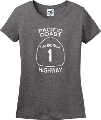California Pacific Coast Highway State Route 1 Missy Fit Ladies T-Shirt (S-3X)