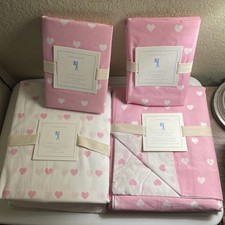 NWT Pottery Barn Kids SUPER VALENTINES FULL BED SET PINK/WHITE HEARTS EVERYTHING