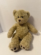 Build A Bear Retired Curly Teddy Plush Stuffed Animal Tan Vintage Brown Paw Pads