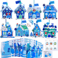 24 Sets Winter Gingerbread House Ornament Kits DIY Foam Stickers Kids Classrooms