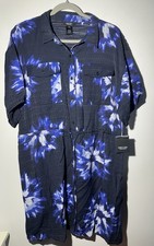 Simply Vera by Vera Wang Navy Floral Short Sleeve Dress Women’s Size XL