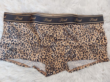 NWT Victoria's Secret PINK Logo Cotton Boyshort Leopard Panty Small 712 