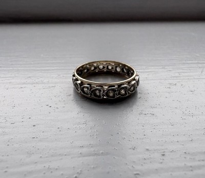 Antiker Vintage Ewigkeitsring 9 kt Gelbgold & Silber Spinell Größe N 2 g