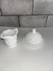 Vintage Westmoreland Milk Glass Miniature  Butter Dish & Creamer