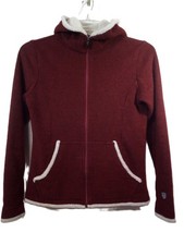 Kuhl Alfpaca Hooded Fleece Jacket Women S Burgundy Full Zip Long Sleeve