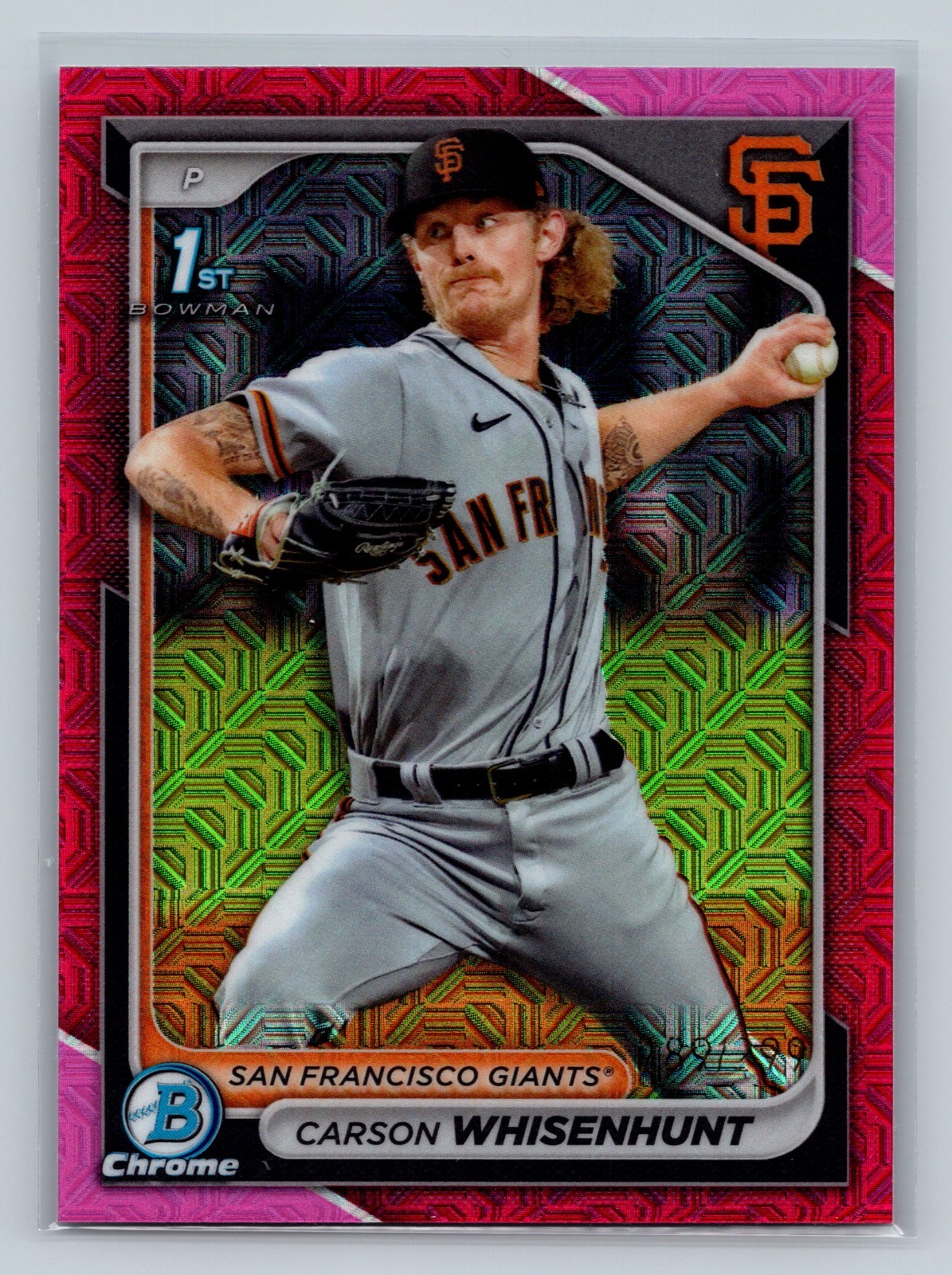 Carson Whisenhunt 2024 Bowman Chrome 1st Fuchsia Mojo Refractor /299 #BCP-96 view 1