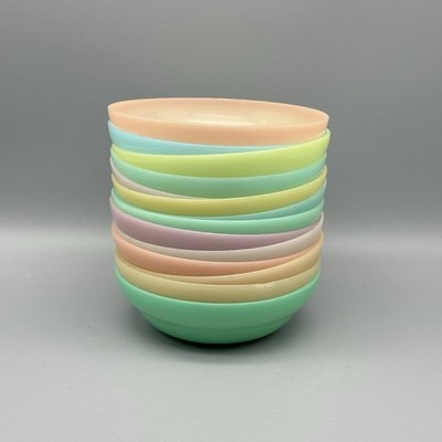 Vintage Tupperware 155 Fruit & Snack Bowls in Pastels Lot Of 14 Used