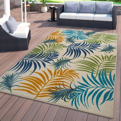 Rugshop Indoor Outdoor Rugs Contemporary Floral Leaves Flatweave Rugs Patio Rug