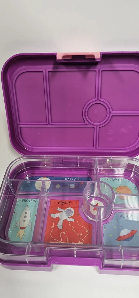 Contenedor de 2 loncheras Bento para almuerzos escolares para niños Yumbox Bentgo púrpura azul Foto 2 de 4
