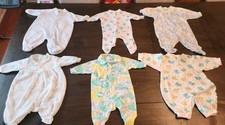 Vintage Pastel 90  s Baby Footie Pajamas Lot Little Wonders/ Babygro 0-3 Months