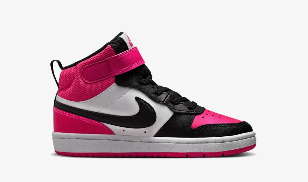 Nike Court Borough Mid 2 (PSV) Shoes Girls Youth Pink Black White HV0935 100
