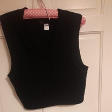 H&M Cropped Knit Black Sweater Vest Size S