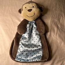 Carter s Just One You Monkey Lovey Security Blanket Rattle Blue Brown Polka Dots