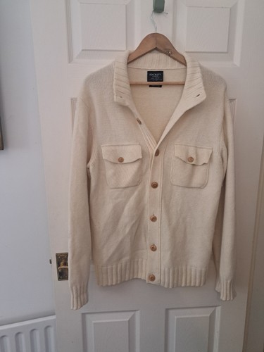 Hackett Overshirt Cashmere Shacket XXL Shirt Jacket Cream Off White Wool London - Picture 10 of 11