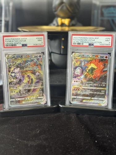 2023 Mewtwo VSTAR GG44 & 2022 Charizard VSTAR SWSH262 Set - PSA 9