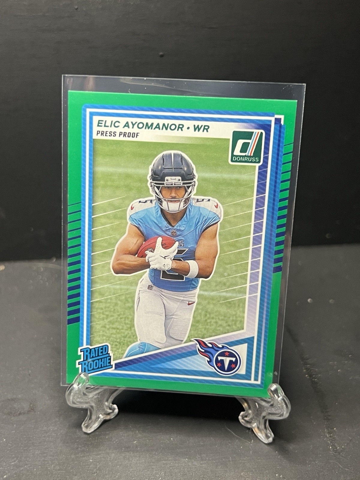 2025 Panini Donruss - Rated Rookie Elic Ayomanor #339 Press Proof Green (RC)