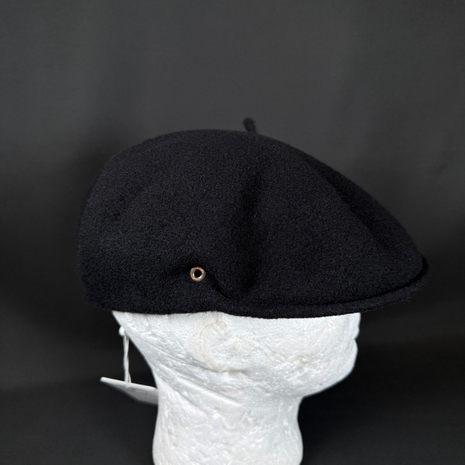 Marine Serre White lane Black Wool Beret Hat L Made in France New w/ Tags