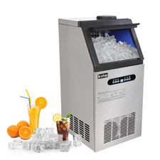 Commercial Ice Maker 110LBS/24H, Stainless Steel Freestanding Ice Maker Machine