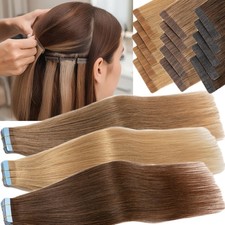 CLEARANCE Tape in Real Remy Human Hair Extensions Full Head 150g Thick Skin Weft