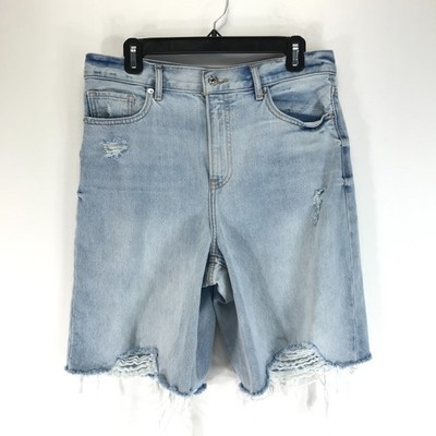Express '90s Bermuda Super High Rise Shorts Women's Size 8 Distressed Denim