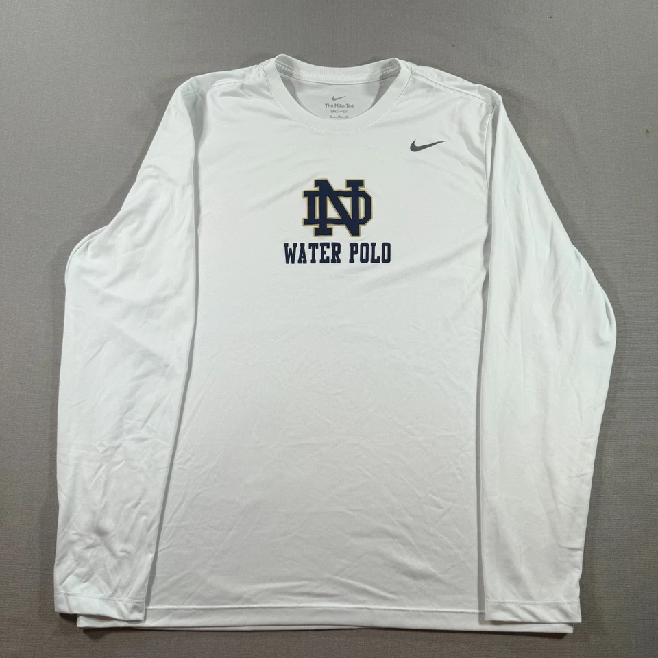 Nike Notre Dame Lucha Irlandesa Polo Acuático Para Hombres XL Blanco Manga Larga Dri Foto 2 de 4