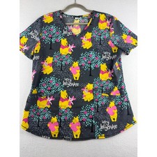 Disney Winnie the Pooh Piglet Very Huggable V-Neck Scrub Top Grey WM12T745LE M