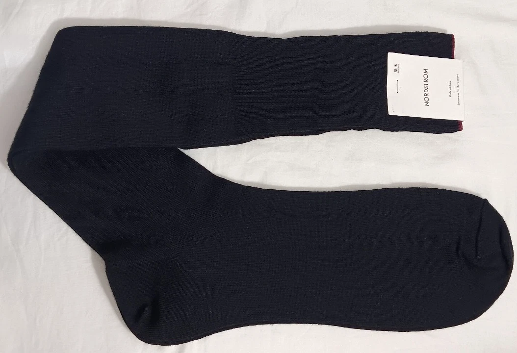 Nordstrom Men's Black Merino Wool Long Dress Socks Size M L XL NEW