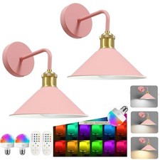 2PCS Battery Operated LED Wall Light Indoor Wall Sconces RGB Dimmable Adjustable