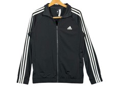 Adidas Women's Black Track Jacket Full Zip Front Pockets Stripes Size L BK4658