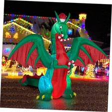 8ft Inflatable Christmas Dragon with Candy Disco LED Lighted Blow Up Decor
