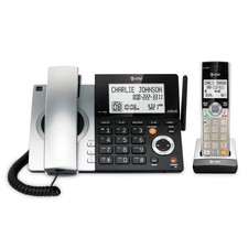AT T CL84107 DECT 6.0 Expandable Corded/Cordless Phone W/ Smart Call Blocker Blu