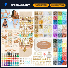 DIY Bracelet Making Kit - 10500 Clay Beads, Round Letter Beads, Charms  Strings