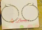 Vintage  Premier Designs Silvertone Metal Hoop Earrings Costume Jewelry — photo 3