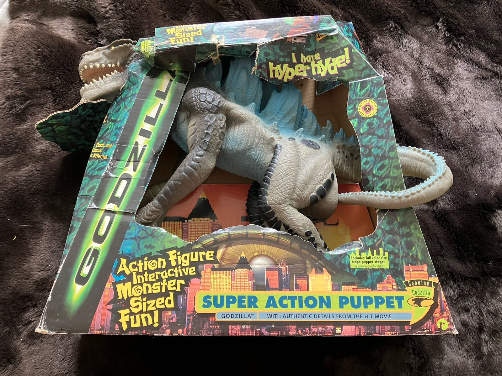 特撮 Godzilla Super Action Puppet Vintage 1998 Toho Blue Godzilla full body super action Rubber Hand