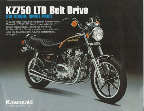 Kawasaki KZ750 LTD Brochure 1980s Dealer Flyer Belt Drive Motorcycle