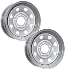eCustomrim 2-Pk Trailer Wheel Silver Rims 14 x 5.5 14x5.5 Spoke 5 Lug On 4.5 in.