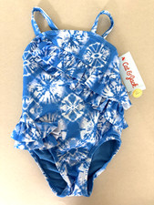 Cat  Jack Girl's Blue One Piece Swimsuit Ruffles Size 3T UPF 50 