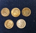 Vintage Lot Coins 5 Roosevelt Silver Dimes 1947-55 all S worn see PICS